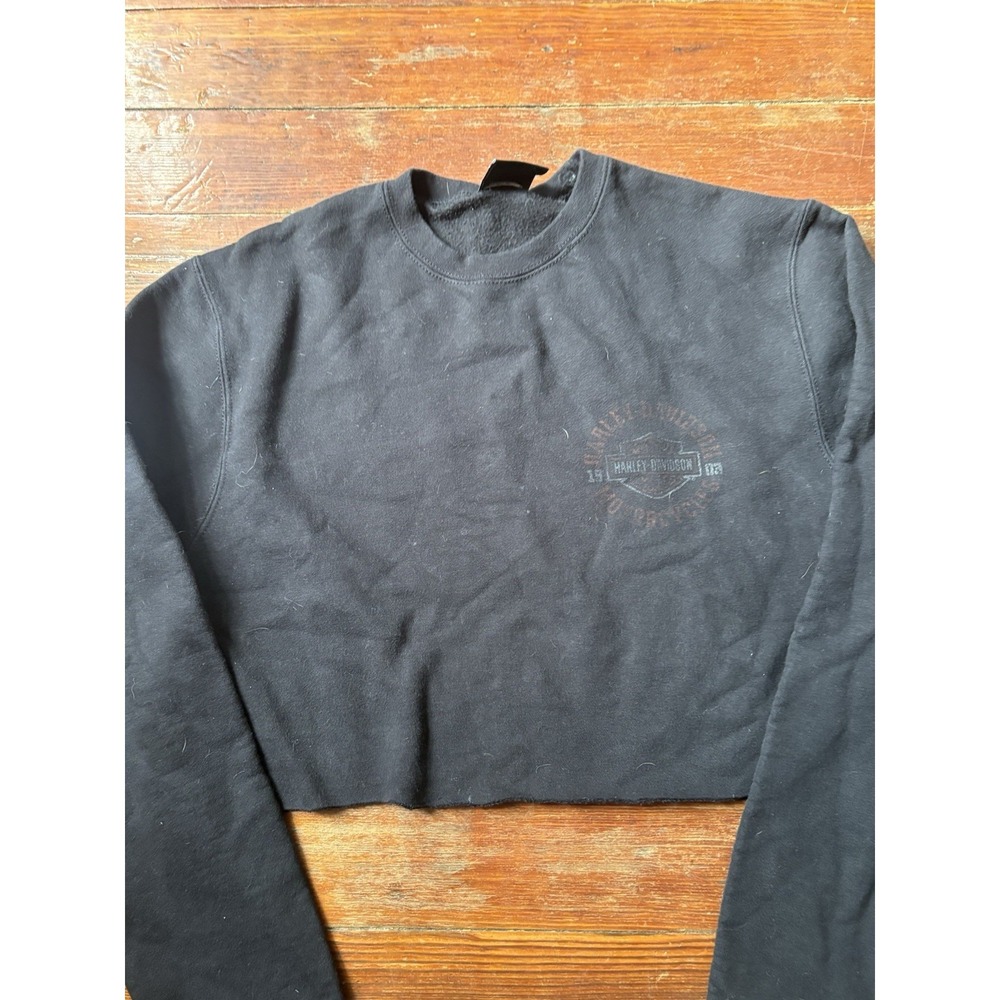 Harley Davidson Cropped Crewneck Pullover 2XL Unisex Black - Picture 3 of 6